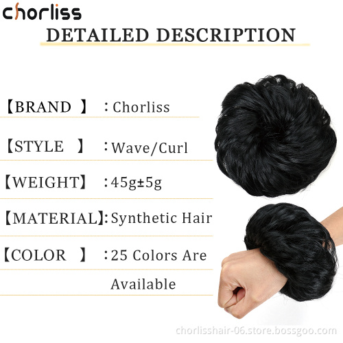 Wolesale Hot Selling Short Chignon For Women Afro Natural Color Hair Pieces Wave Buns In Synthetic Curly Chignon Hair With Bangs